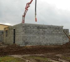 élévation des murs vu arrière de la maison