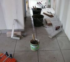 15 fevr : carrelage entrée et couloir rdc