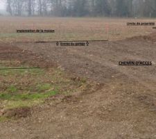 Le chemin d'accès et un aperçu de l'implantation de la maison