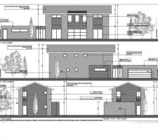 1er permis de construire Façade sud Avec bardage sous fenetre des chambres pour casser la hauteur du mur