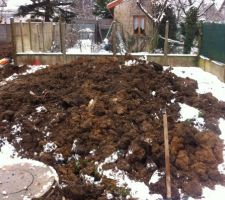 Terre a égalisé sur le côté droit de la maison
