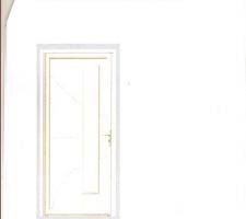 Porte d'entrée modèle agonac en bois pré peinte avec une vitre sur le coté et des "liserés"