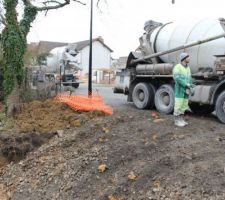 Livraison du béton pour les fondations