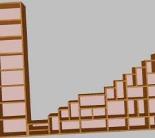 Plan en 3D de l'escalier devant desservie 3 niveau de la maison.