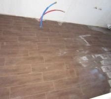 Partie gauche: joint nettoy&eacute;(couleur chocolat)