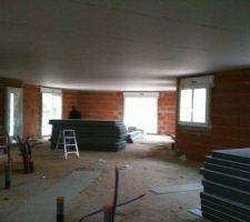 Fin de l'installation du plafond.