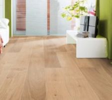 Le parquet envisagé chez Harö : chêne markant brossé dans le salon, salle de jeux et bureau.