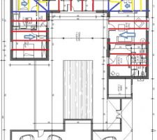 Exemple de pannotage :

en rouge panne normale 
en jaune empannon de même section que les rouge histoire de simplifier les section;
en bleu de section plus forte pour former l?arête, surement en lamellé collé