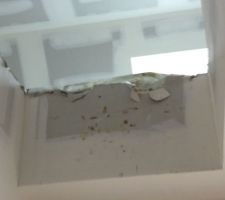 Le placo d'arriv&eacute;e de l'escalier sera r&eacute;par&eacute;