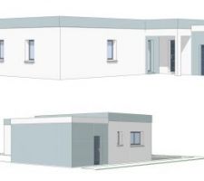Plan de notre maison en 3D réalisé par le bureau d'études de notre constructeur. Attention, les couleurs ne sont pas les bonnes.