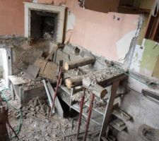 Arrachage plancher chêne sur solive chêne et poutres pourries