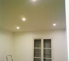 5 spots LED installés ( blanc chaud, 17,5w au total) dans la chambre du rdc