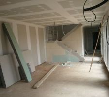 Cloisons terminees. 1ere couche d enduit.