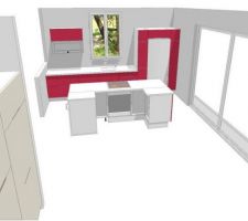 Vue en perspective du projet de cuisine.