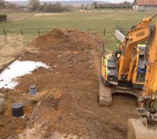 Travaux vu de l'étage, c'est là que je me suis rendue compte qu'il restait suffisamment de place autour pour faire quelques plantations comme nous le souhaitions !!!! :-)