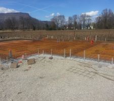 Radier en cours de ferraillage