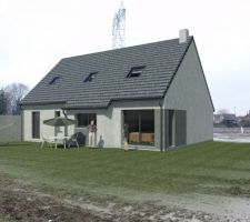 Vue arrière de la maison

Insertion paysagère sur notre terrain