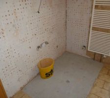 D&eacute;but des travaux dans la salle de bains: d&eacute;pose du carrelage