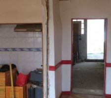 Faux plafond et cloison panche de ch&ecirc;ne retir&eacute;e....