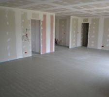 Chape liquide ciment coul&eacute;e, reste plus qu'&agrave; attendre qu'elle s&egrave;che.