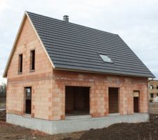 Un toit de tuiles plates en terre cuite noir (ou gris anthracite plutôt)