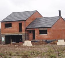 Toiture avec tuile beton semi plate