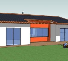 Vue d'ensemble Sketchup. Façade Sud.