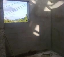 Crépissage salle de bain du 1er en cours de séchage