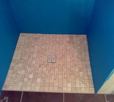 Pose douche italienne , pose de la mosa&iuml;que au sol , manque que les joints &eacute;poxy