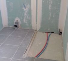 Nous avons deja tombé une cloison!! nous mettrons beton cellulaire sur 1.20m et briques de verres sur 80cm pour separer douche des wc!