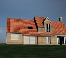 Voici une ébauche en 3d à partir des plans de la maison. Elle ne respecte pas la nature des matériaux, mais donne une belle idée des volumes.