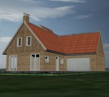 Vue de l'aile arriére avec le garage double