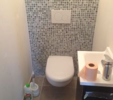 WC RDC, manque de place, on a les genoux dans le meuble