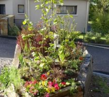 La jardiniere adossée aux compteurs EDF/GDF/TELECOM et au centre de laquelle trone le compteur d'eau