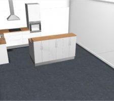 Cuisine IKEA avec Ilot brillant blanc