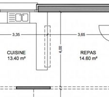 Zoom sur l'espace cuisine/repas