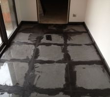 D&eacute;but des joints anthracites du salon sejour: la gal&egrave;re &agrave; faire!!