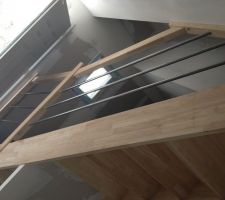 Notre escalier 1/4 tournant en hêtre avec sa rambarde bois/alu