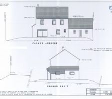 Plans : façade arrière   pignon droit