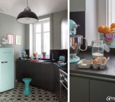 Mur cuisine gris/bleu