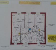 Plan utilisé par les plaquistes, avec notamment tous les branchements électriques et de la VMC