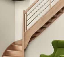 Escalier bois (Hêtre) et métal ; Marque Flin