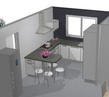 Et voici une autre vue. Le frigo est en pose libre.