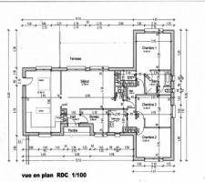 Plan de la partie maison uniquement, sans le studio et le garage.