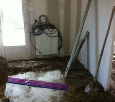 Préparation de la chape au RDC