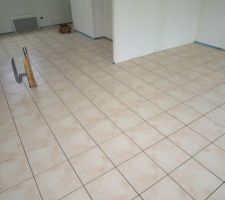 Carrelage Golf beige 31x31, sans les joints.