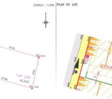 Plan bornage et lot. C'est un lot de lotissement, l'orientation de la maison n'est pas modifiable sachant que l'on sera accol&eacute; cot&eacute; gauche.
