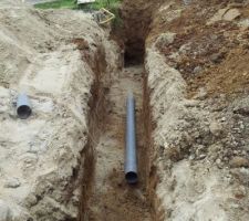 La tranchée d'évacuation/alimentation des eaux