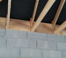 Les étrésillons sont posés (ça va permettre de mettre la laine de roche insufflée sans que celel-ci aille dans les débord de toit pour permettre leur ventilation.