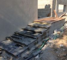 Escalier d'accès à la maison
Marches en ardoise et paliers en bois